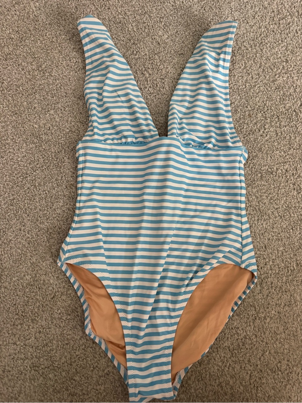 J. Crew Blue and White Striped One-Piece Swimsuit